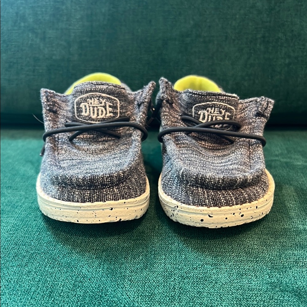 Kids Hey Dude Gray Sneakers with Elastic Laces and Distressed Look